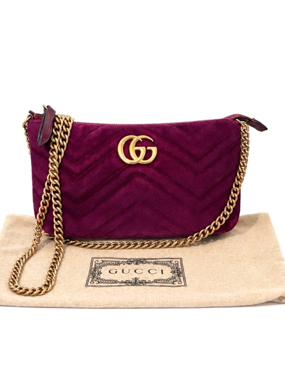 GUCCI GG Marmont Small Velvet Chain Shoulder Bag